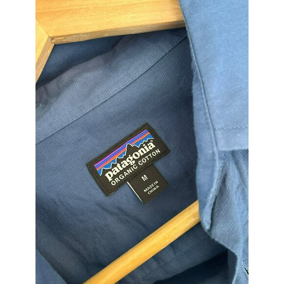 Patagonia Mens Blue Organic Cotton Hemp Blend Button-Up Shirt Medium Sustainable - Picture 3 of 5